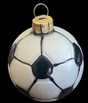 Soccer Ball Christmas Ornament Glass Gold Crown Michaels Nip. Fixed Price $10.50.
