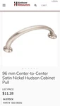 Hudson 96 Mm Center-to-center Bar Pull, Satin Nickel. Fixed Price $8.00.
