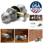Keyed Lock Door Knob With Satin Stainless Finish - Simple Installation Included. Fixed Price $27.59.