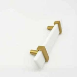 Sietto P-1901-5.5-SB Adjustable 5-1/2" Pull Handle White Glass Satin Brass Base. Fixed Price $22.40.