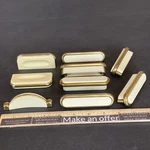 Vtg Lot 9 Kbc Keeler Belwith Usa Pull Brass Ivory Plastic Geometric Mcm Handles. Fixed Price $35.42.