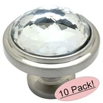 *10 Pack* Cosmas Satin Nickel & Clear Glass Round Cabinet Knobs #5317SN-C. Fixed Price $44.65.