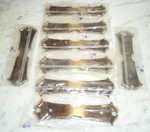8 National Lock 2-TONE Brass Cabinet Drawer Pull Back Plates Only "H6-3733-001". Fixed Price $70.00.