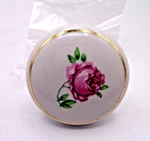 Lot Of 10 Vintage Nos Ceramic Cabinet Or Drawer Pull Knobs Pink Rose Design. Fixed Price $14.99.