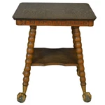 Antique Parlor Table, Victorian Oak Large Glass Ball Claw Foot Stand #22595. Fixed Price $347.60.