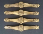 4 Ant. Vtg. Style French Fleur De Lis Solid Brass Handles, Pulls, 5/8" W # P3. Fixed Price $35.95.