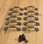 10 Small Drawer Pulls 1/4" Long Window Antique Vintage Style Ornate Cast Iron. Fixed Price $28.99.