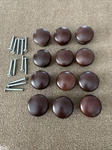 Lot Of 12 Cherry Dark Wood Round Cabinet Knobs With Screws 1.75 Diameter. Fixed Price $24.99.