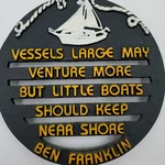 Vtg Cast Wall Hanging Trivet Ben Franklin Saying Nautical Kids Kitchen Kitsch. Fixed Price $27.99.
