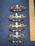 Lot Of 4 Amerock Cast Brass Cabinet Door Drawer Pulls Handles 3" Centers. Fixed Price $18.75.