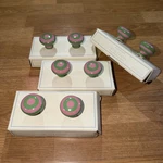 Set Of 8 Pottery Barn Kids Cabinet Drawer Knobs Pink Green Ceramic + Hardware. Fixed Price $39.98.