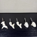 Lot Of 5 Cast Iron Weathered White Nautical Drawer Pulls Knobs Whale Heads Tails. Fixed Price $18.71.