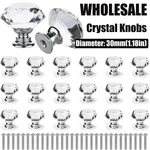 Lot Crystal Glass Cabinet Knob Diamond Shape 30MM Drawer Cupboard Handle Pull Us. Fixed Price $85.40.