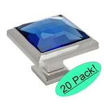 *20 Pack* Cosmas Satin Nickel & Blue Glass Square Cabinet Knobs #5883SN-BL. Fixed Price $106.47.