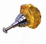 One Large Amber Solid Crystal Drawer Pull / Cabinet Knob (1) HO14A. Fixed Price $20.00.