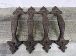 Lot Of New 4 Victorian Cast Iron 6 1/2" Gate Door Pulls Handles Cupboard Drawer. Fixed Price $28.95.