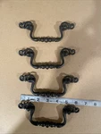 4 Ornate Black Dresser Drawer Pulls - Hole Centers Made In Canada #CH3602. Fixed Price $15.99.