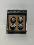 Laura Ashley Set Of 4 White & Black Drawer Pulls New In Box. Fixed Price $11.69.