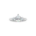 Natural Mercury Mist Mys& Lab Grown Diamond Pear Round Ring .925 Sterling Silver. Fixed Price $259.99.