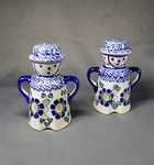 Vtg Manufaktura Boleslawiec Polish Pottery Salt & Pepper Shakers Woman 5". Fixed Price $40.00.