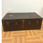 Vintage Wood Steamer Trunk Chest Coffee Table Storage Box Antique Decor Brown Us. Fixed Price $349.99.