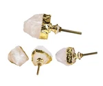 Natural Stone Drawer Knobs 4 Pack Kitchen Cabinet White With Gold Foil .... Fixed Price $38.05.