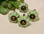 4 Antique Ceramic Drawer Pulls Green Flower Door Kitchen Cabinet Knob. Fixed Price $27.18.