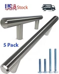 5PK Alpine Solid Stainless Steel Satin Nickel Euro Bar Cabinet Handles 6.13-3.75. Fixed Price $17.99.