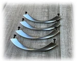 Set Of 4 Modern Twisted Sculptural 6" Satin Nickel Cabinet Drawer Pulls Screws. Fixed Price $12.00.