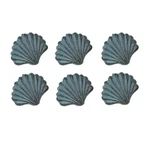 Set Of 6 Blue Cast Iron Scallop Sea Shell Drawer Pulls Nautical Cabinet Knobs. Fixed Price $29.95.