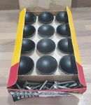 Nib 24 Vtg 50S 60S Mid Century Black 1.5 In. Round Concave Bevelled Knob Pull. Fixed Price $100.00.
