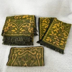 Cavalier Cannon Usa Green Yellow Mid Century Mod Floral Scroll Bath Towel Set 5. Fixed Price $112.50.