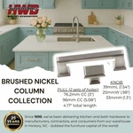 Brushed Nickel Cabinet Pulls *column Collection* Kitchen Bath Modern Handle Knob. Fixed Price $52.92.