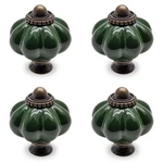 4PCS Dark Green Pumpkin Knobs, Vintage Ceramic Cabinet Dresser Pulls With Mou.... Fixed Price $12.94.