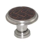 Laurey Churchill 1/8" Cabinet Knob Satin Nickel Umber Brown Leather 12090. Fixed Price $11.79.