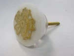 Lisbeth Dahl Opal White With Gold Flower Acrylic Knobs, Set Of 6. Fixed Price $30.00.