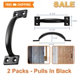 Pk 6-1/2" Black Door Pull Handles, Barn, Garage, Fence, Easy Install, Durable. Fixed Price $9.99.
