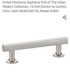 Emtek 87001 - Appliance Pull 12 Inch (center To Center) Satin Nickel. Fixed Price $140.00.