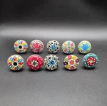 Artncraft 10 Piece Set Of Hand Painted Colorful Ceramic Cabinet Knobs Pulls Boho. Fixed Price $14.49.
