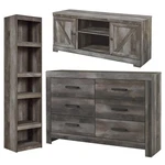 Home Square 3-PIECE Set With 63" Tv Stand Pier & Drawer Double Dresser In Gray. Fixed Price $1130.42.