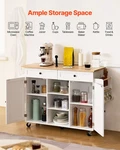 Kitchen Island Cart, With Solid Wood Top Storage Cabinet, Mobile Rolling Tab. Fixed Price $330.82.