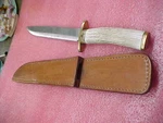 F7 Rare D. Hughes Deer Antler Handle Fixed Blade Hunting Knife One Of Kind!. Fixed Price $400.00.