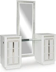 Modern 6-DRAWER Vanity With Mirror, Led Lights & Felt-lined Drawer, White. Fixed Price $2085.99.