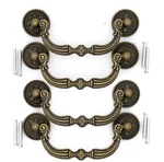 4 Pcs Vintage Antique Brass Bail Pulls Handles - Cabinet Large Siz. Fixed Price $18.72.