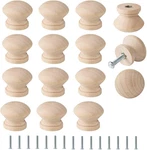 FODAU770 15PCS Unfinished Wood Knobs, Mushroom Shape Cabinet Vintage Drawe. Fixed Price $11.42.