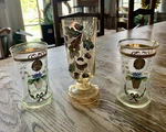 3 Vtg/antique Hand Painted Glasses Goblet Victorian Eclectic Floral Acorns ***. Fixed Price $27.00.