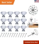 Crystal Cabinet Knobs 12 Pack Diamond Glass 30MM Drawer Pulls Silver. Fixed Price $16.90.