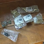 Estate Lot Of 3 Pair Brass Door Cabinet Hinges & One Wood Drawer Pull Ha. Fixed Price $8.99.
