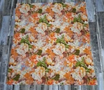 Vintage Fabric Material 60S 70S Polyester Floral Iris Orange 63X59 Panel. Fixed Price $26.50.