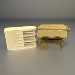 Vtg Wood Doll House Kitchen Cabinet & Drop Leaf Island Cart. Fixed Price $12.19.